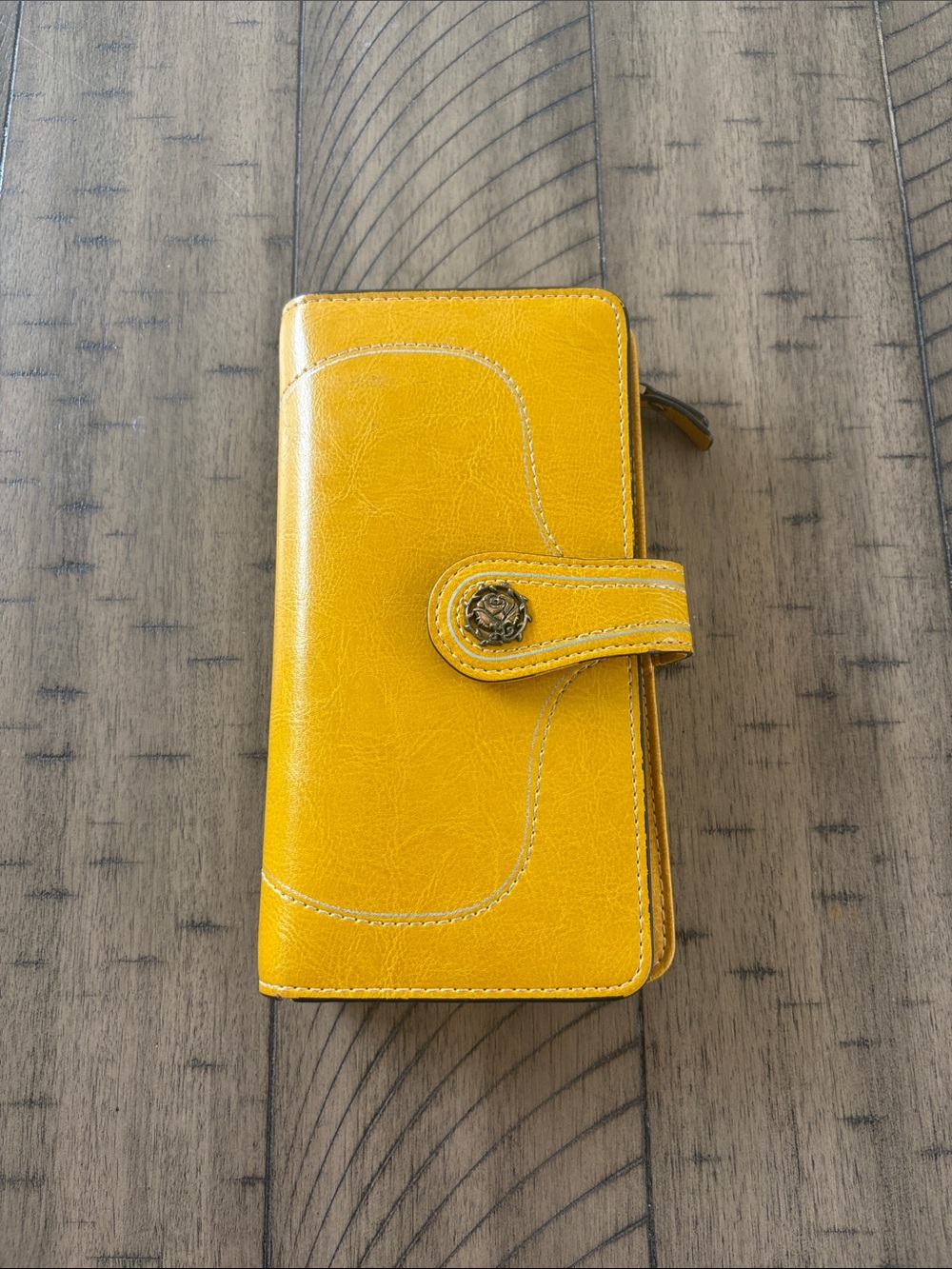 Yellow Women's Zip Wallet with Snap Closure